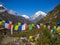 Prayer flags in the Himalayan area in Nepal