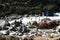 Prayer flags and prayer stones along river, Sikkim