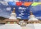 Prayer flags and stupas at Deqing city, Yunnan, China