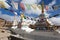 Prayer flags with stupas - Kunzum La pass