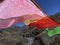 Prayer Flags Waving in Wind - Mount Kailash Kora in Spring in Tibet in China.