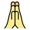 Prayer hands icon vector flat