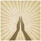 Prayer hands symbol old background