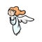 Prayer kid angel with long red hairs and wings