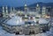 Prayer and Tawaf of Muslims Around AlKaaba in Mecca, Saudi Arabia