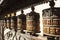 Prayer wheels made from metal at Swayambhunath Temple - Monkey Temple, Kathmandu, Nepal