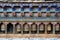 Prayer wheels were installed in the courtyard of a temple (Bhutan)