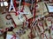 Prayers and wishes written on small wooden tables outside a Shinto shrine in Japan