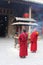 Praying Buddhist monks in the Hualin temple, China