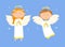 Praying Couple of Girl and Boy with Wings Vector