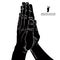 Praying hands, detailed black and white vector illustration.