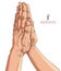 Praying hands, detailed vector illustration.