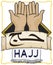 Praying Hands, Ihram Cloth and Scroll for Hajj Pilgrimage, Vector Illustration