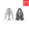 Praying hands line and glyph icon, religion and namaste, hands folded in prayer vector icon, vector graphics, editable