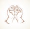 Praying hands. Vector drawing