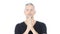 Praying, Help me God, Upset Middle Aged Man, White Background