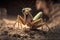Praying mantis aggressive, hunting and attacking, predator, Generative AI
