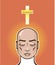 Praying person Gold cross Meditation vector Illustration