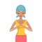 Praying woman cancer patient. Vector illustration