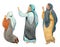 Praying women, myrrh-bearing wives, isolated on white background figures of Christians.