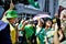 Pre-candidate doctor Nise Yamaguchi observes the Brazilian flag on Paulista avenue