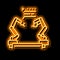 pre-programmed robot neon glow icon illustration