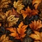 Pre-raphaelite Autumn Leaves: A Seamless Pattern Of Vibrant Colors And Realistic Detailing