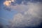 Pre-storm Cumulus blue clouds in the evening sky