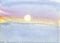 Pre-storm sea and sultry sun. Watercolor landscape