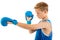 Pre-teen boxer boy with boxing gloves