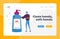 Precautionary Hygienic Measures Coronavirus Protection Landing Page Template. Man Character Washing Hands