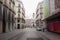 Preciados street  in Madrid with fewer people than usual due to the state of alarm