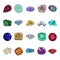 Precious gemstone color line icons set. Pictograms for web page