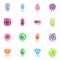 Precious gemstones collection flat icons set