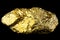 Precious gold nugget on a black background.