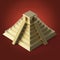 Precious golden metal Mexican Mayan Aztec Pyramid, high quality render isolated.