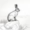 Precise Draftsmanship: Rabbit Sitting On Rocks Near Field