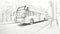 Precise Draftsmanship: Sketch Of A City Bus With Subtle Gradients