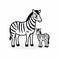 Precise Draftsmanship: Vector Zebra And Baby Icon