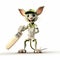 Precise And Lifelike Cartoon Mouse With Cricket Bat