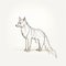 Precise Line Illustration Of A Fox With Tail - Minimalistic Caninecore Art