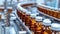 Precise medical vials moving on a production line in a pharmaceutical. Ai Generated