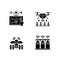 Precision agriculture black glyph icons set on white space