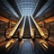 Precision capture Detail shot reveals escalator in contemporary building or subway station