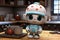 Precision-engineered cute robot diligently making delicious breakfast in a contemporary kitchen