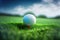 Precision on the Green: A Close-Up of a Golf Ball. Generative Ai