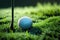 Precision on the Green: A Close-Up of a Golf Ball. Generative Ai