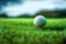 Precision on the Green: A Close-Up of a Golf Ball. Generative Ai