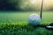 Precision on the Green: A Close-Up of a Golf Ball. Generative Ai