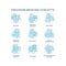 Precision medicine turquoise concept icons set